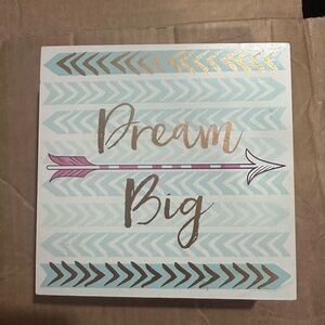 Dream Big Wall Art with Blue and Gold Accents